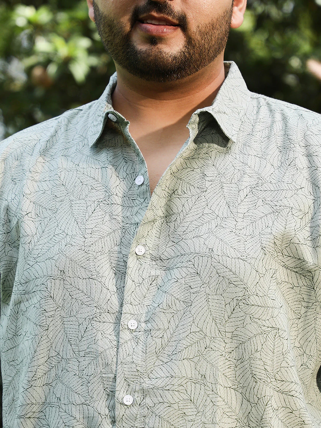 Leaflet-Imprint Woven Shirt - Image 7