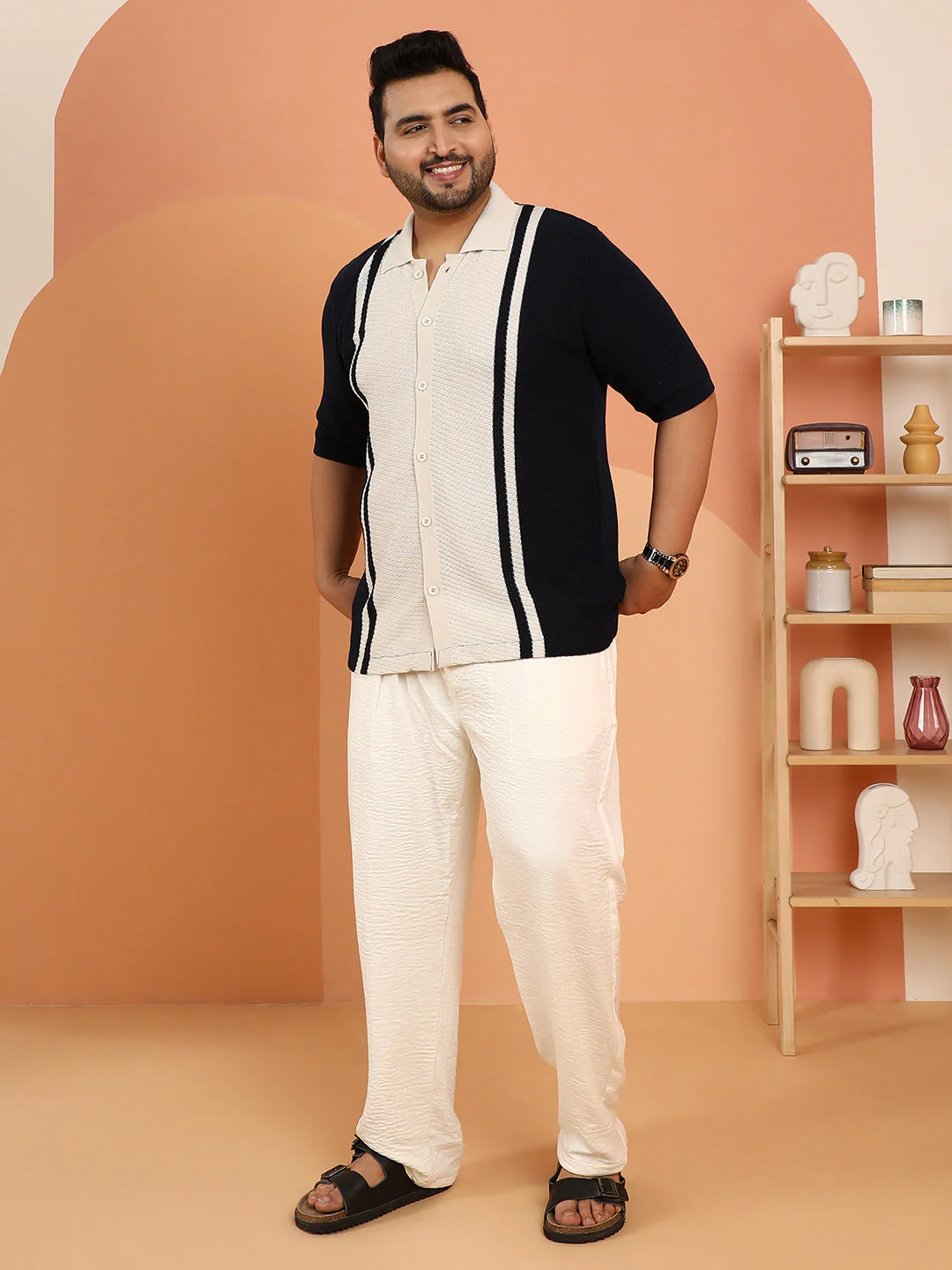 Contrast-Panel Knit Polo Shirt - Image 5