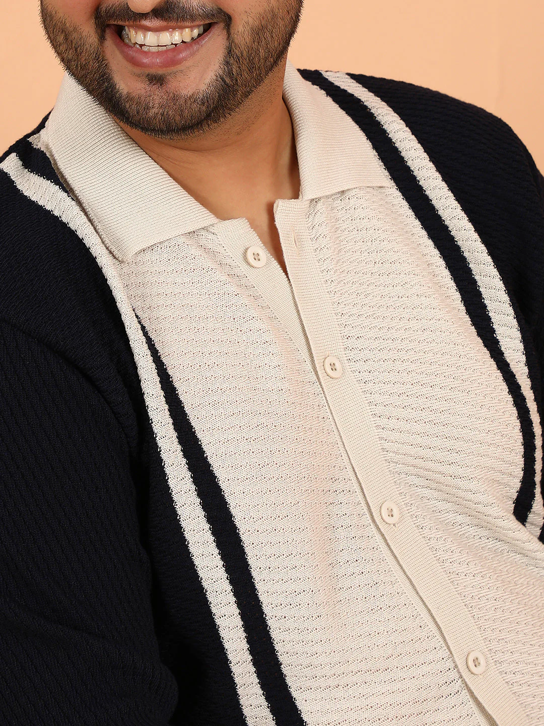 Contrast-Panel Knit Polo Shirt - Image 7