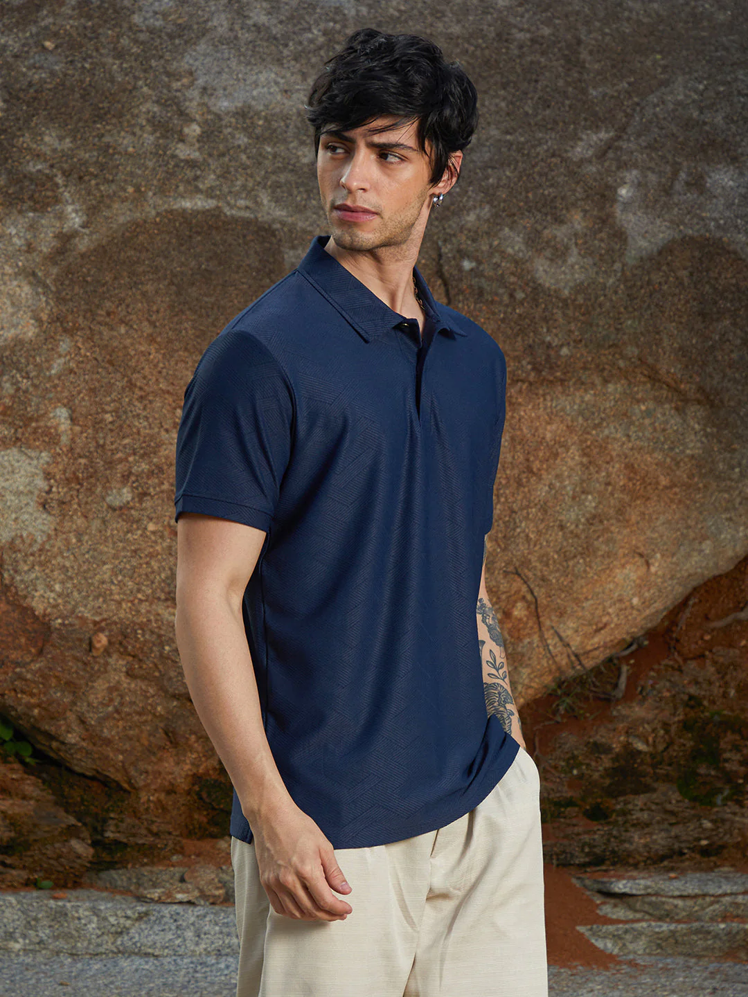 Basket-Textured Polo T-Shirt - Image 3