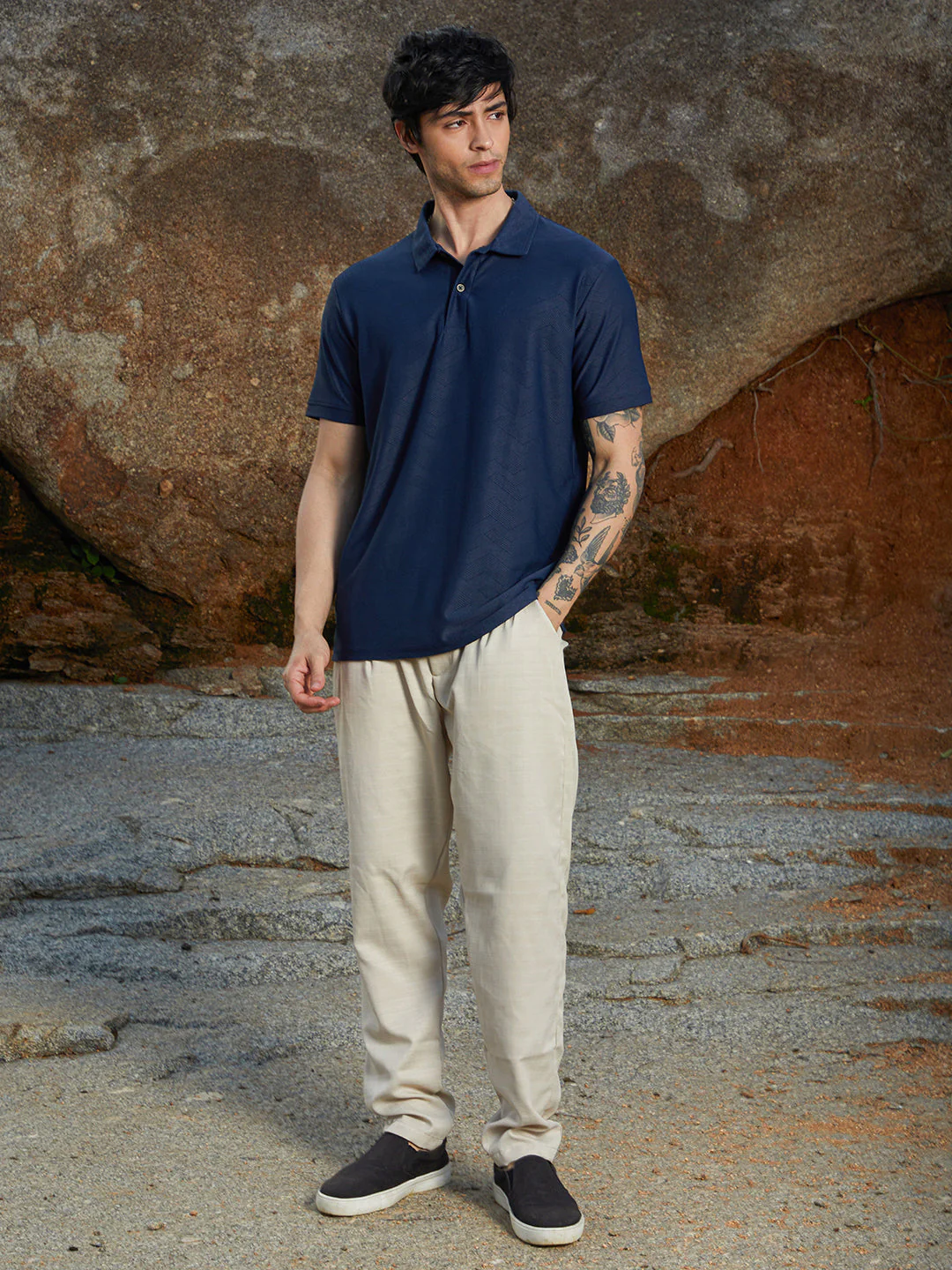 Basket-Textured Polo T-Shirt - Image 5