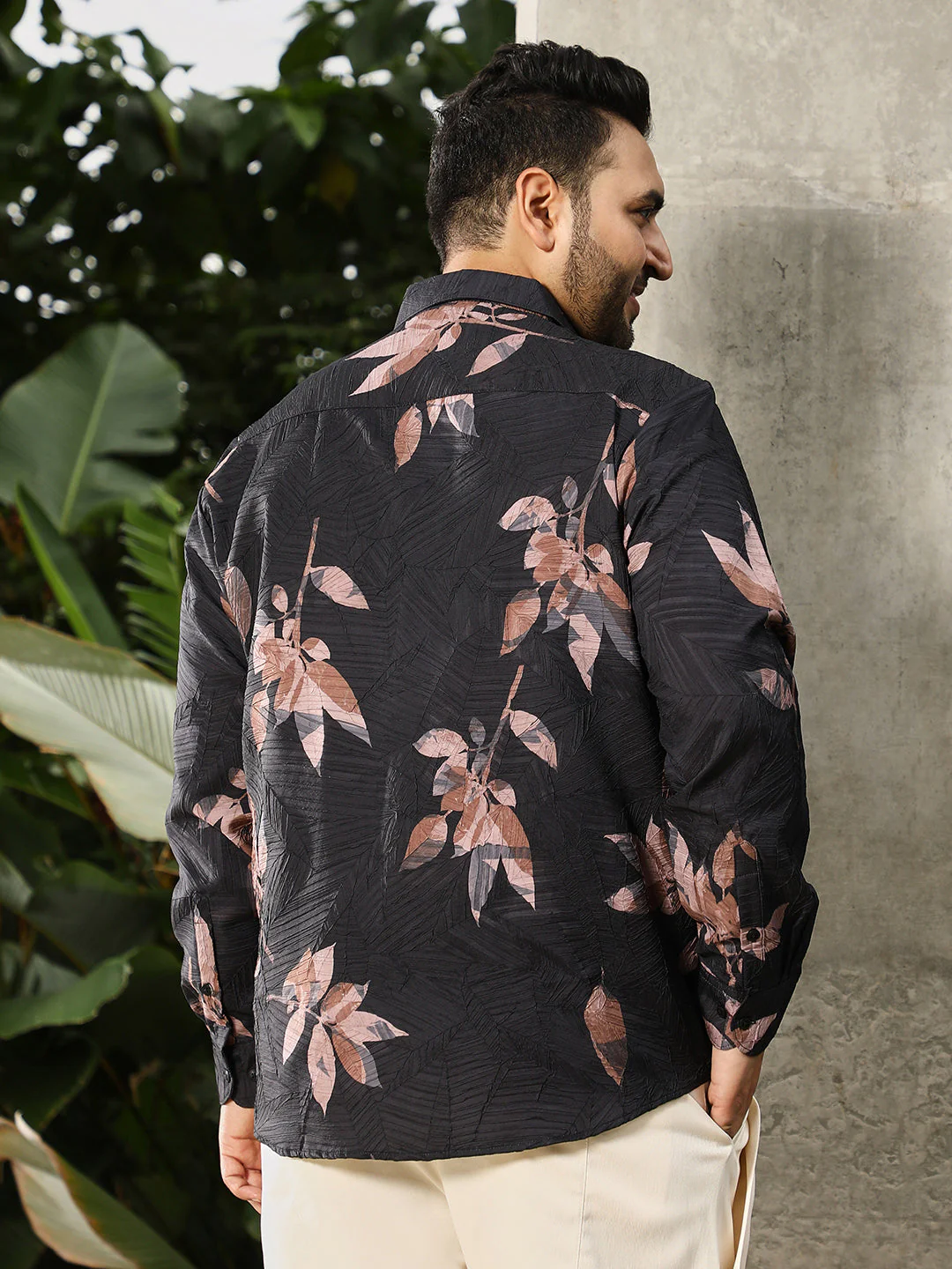 Imprinted Foliage Textured Shirt - Image 4