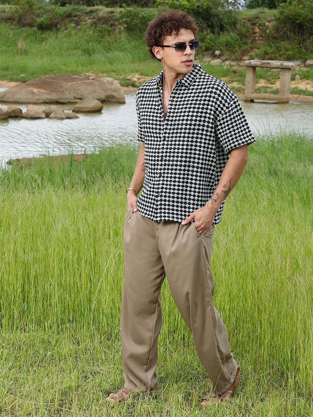 Lozenge-Striped Oversized Shirt - Image 11