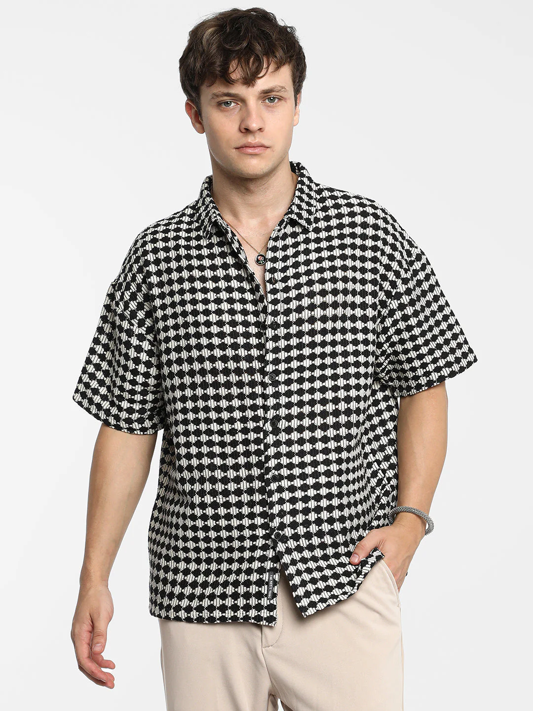 Lozenge-Striped Oversized Shirt - Image 14