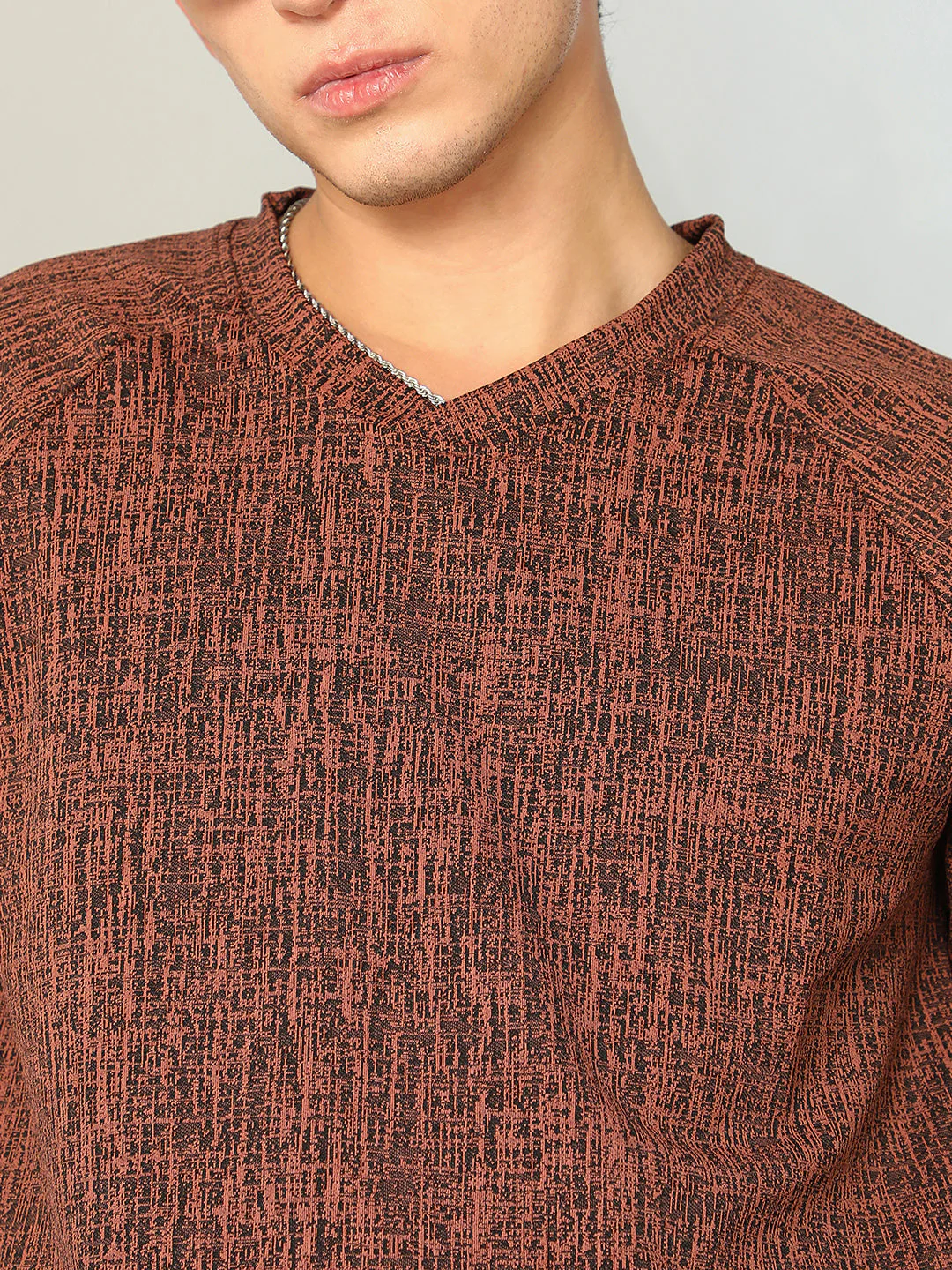 Contrast-Heathered Knitted T-Shirt - Image 7