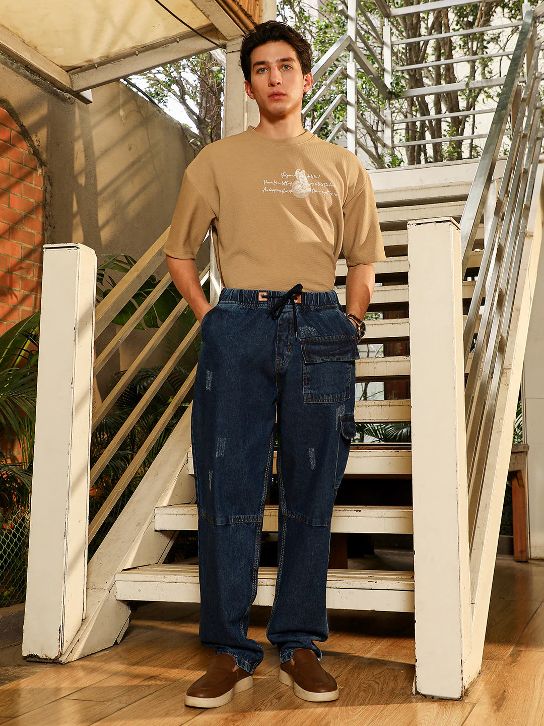 Dark-Wash Utility Denim Jeans - Image 5