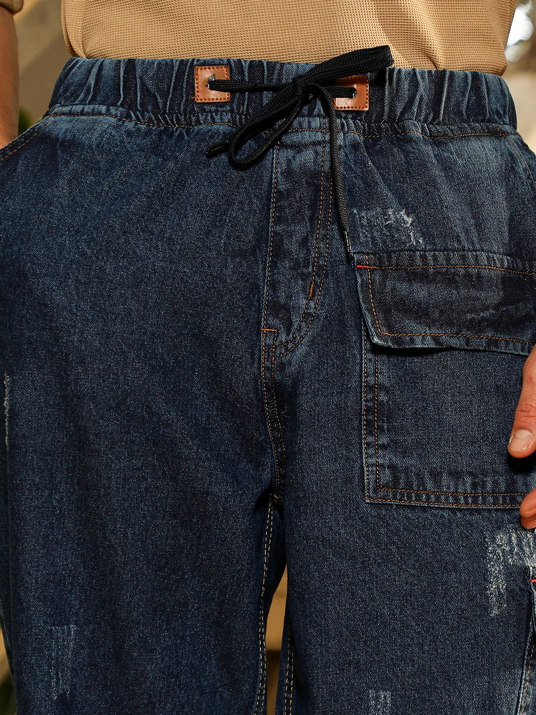 Dark-Wash Utility Denim Jeans - Image 7