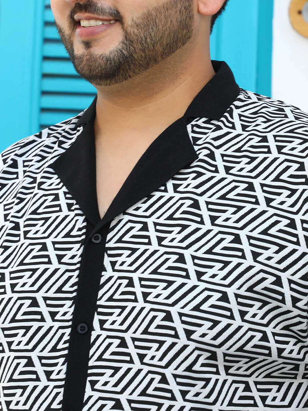 Angleline-Imprint Cuban-Polo Shirt - Image 7