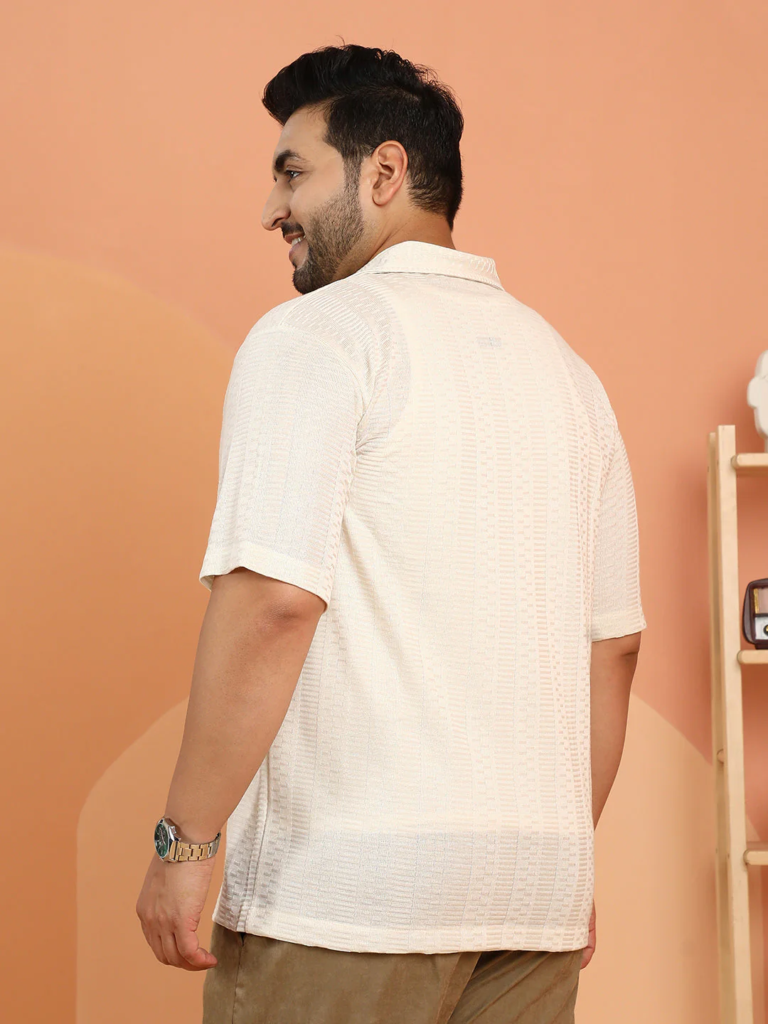 Dash-Ribbed Knit Polo Shirt - Image 4