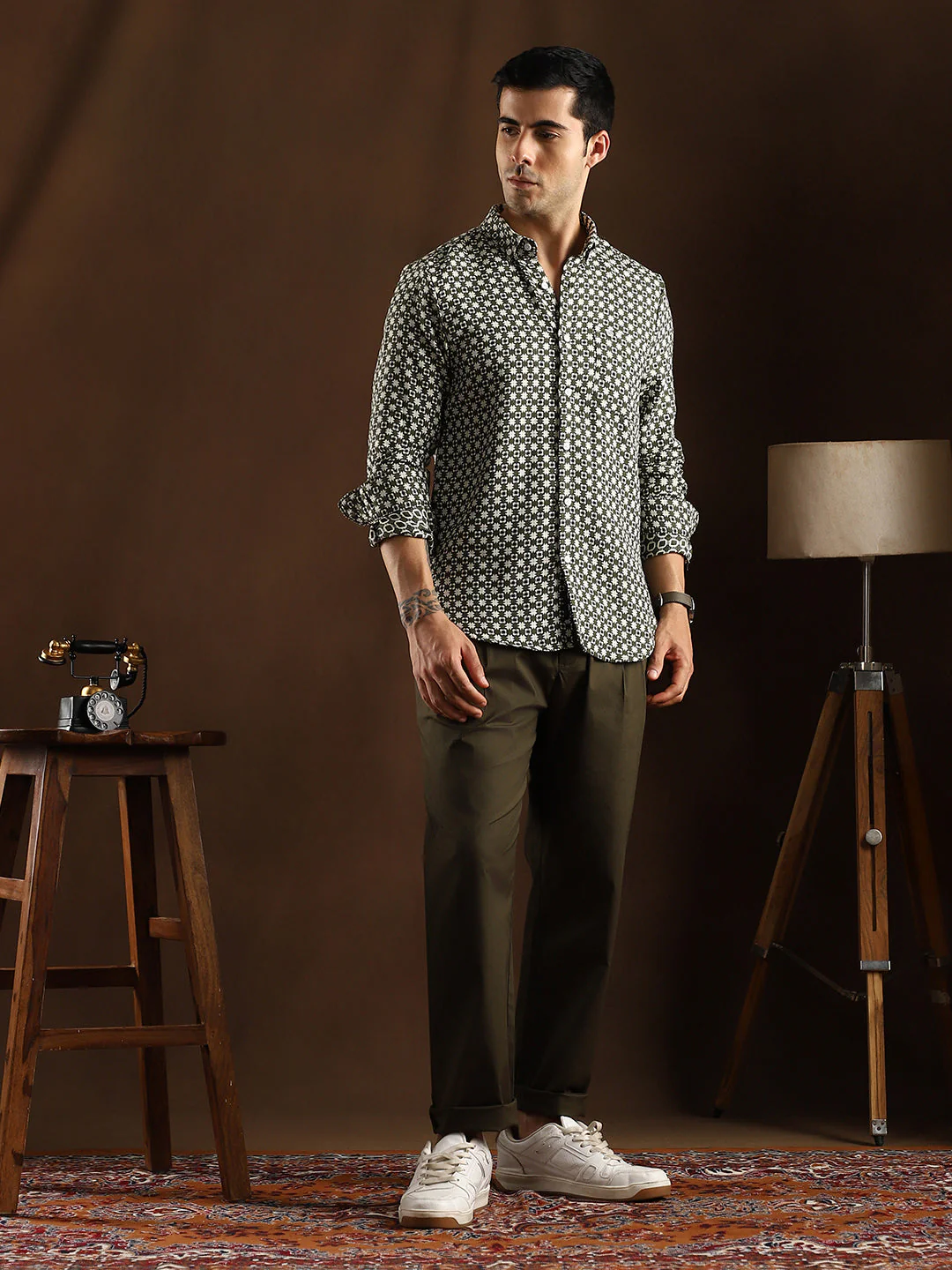 Motif-Block Regular Shirt - Image 5