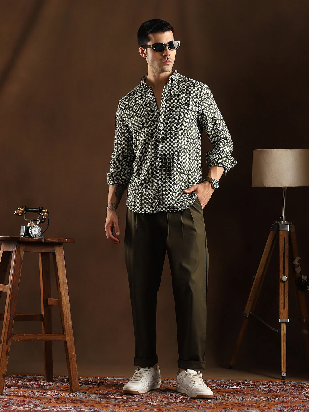 Motif-Block Regular Shirt - Image 6