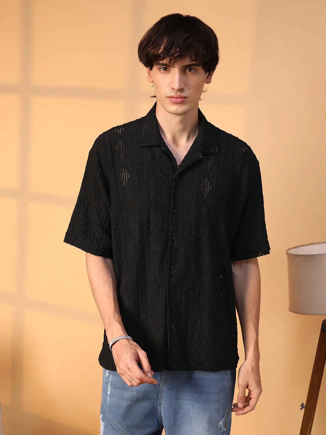Argyle-Textured Oversized Shirt - Image 2