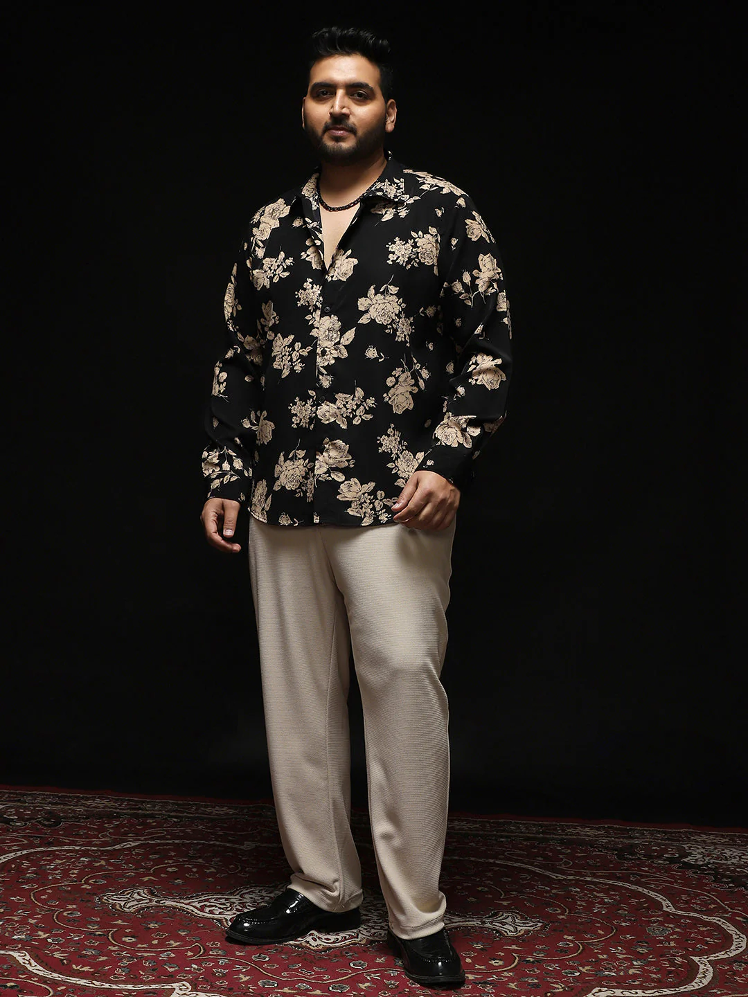 Contrast-Roses Imprint Shirt - Image 5