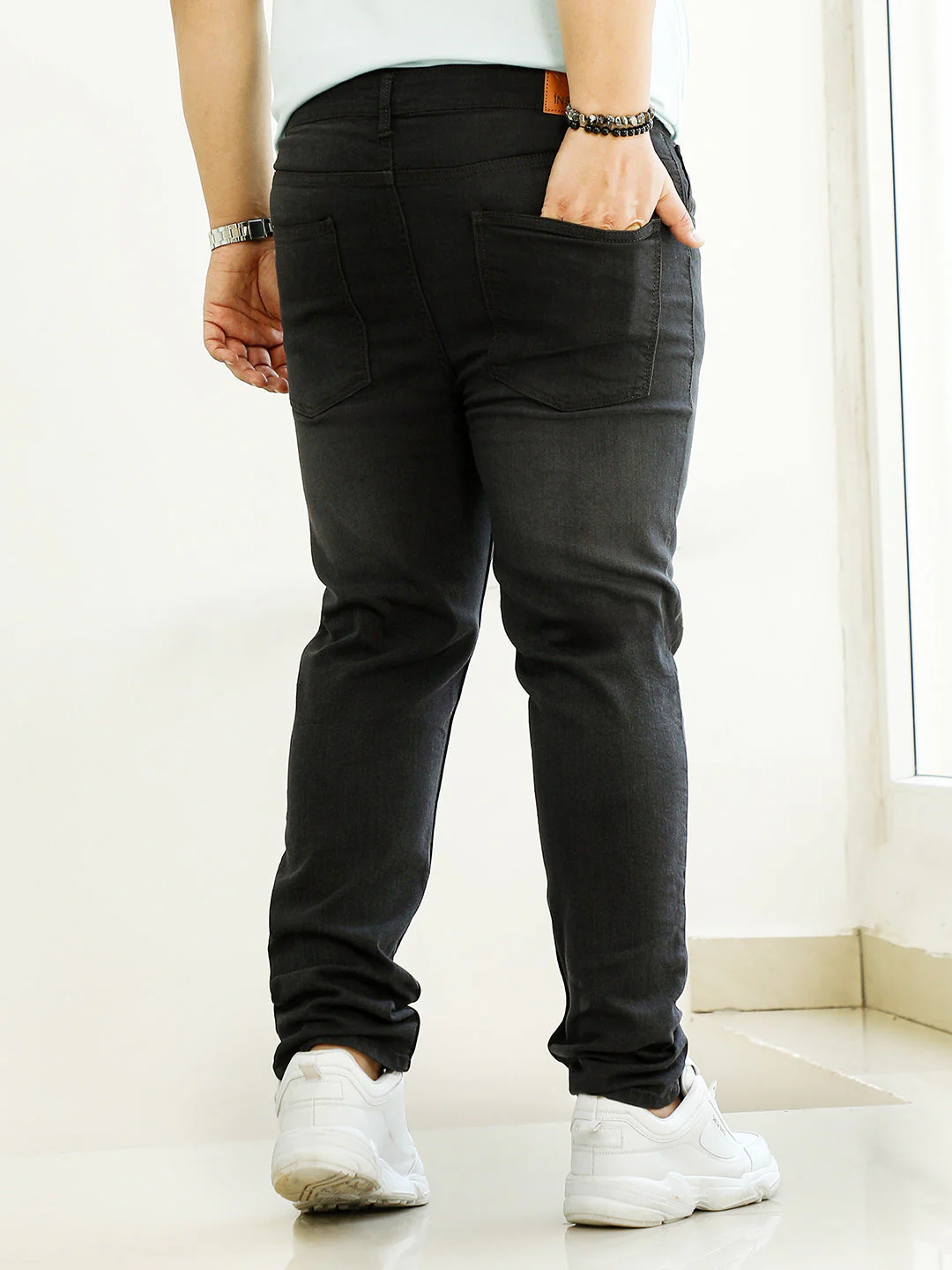 Dark-Wash Distressed Denim Jeans - Image 4
