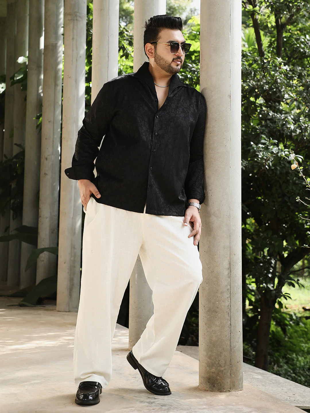 Floral-Jacquard Button-Down Relaxed Shirt - Image 6