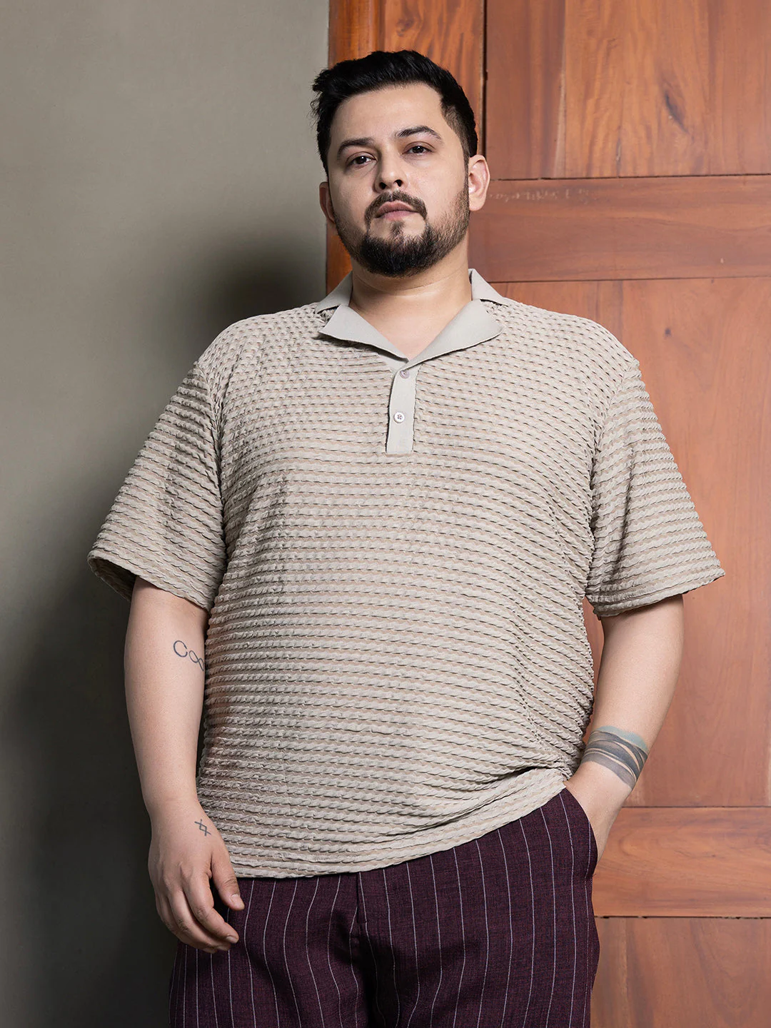 Crease-Tactile Cuban Polo T-Shirt - Image 2