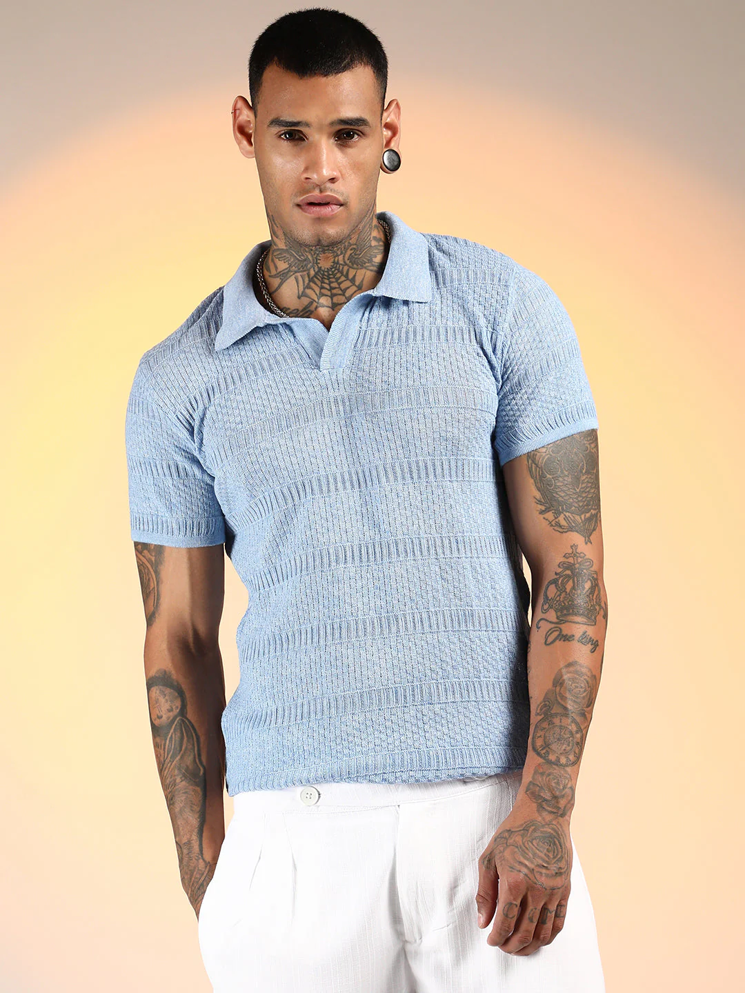 Brick-Ribbed Polo T-Shirt - Image 3