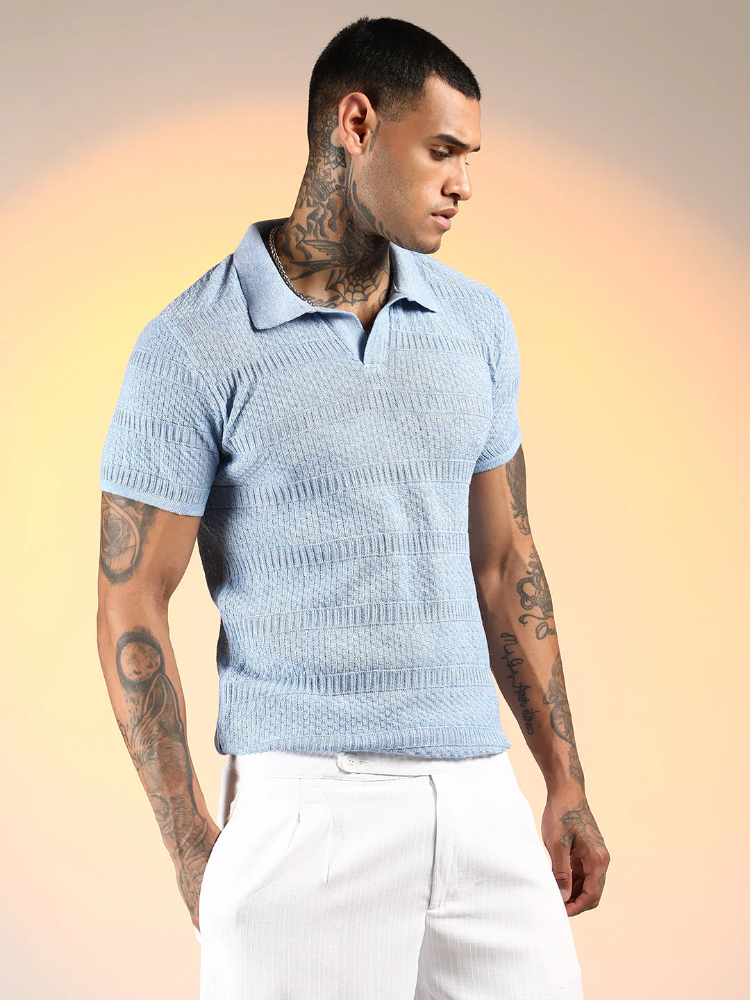 Brick-Ribbed Polo T-Shirt - Image 4