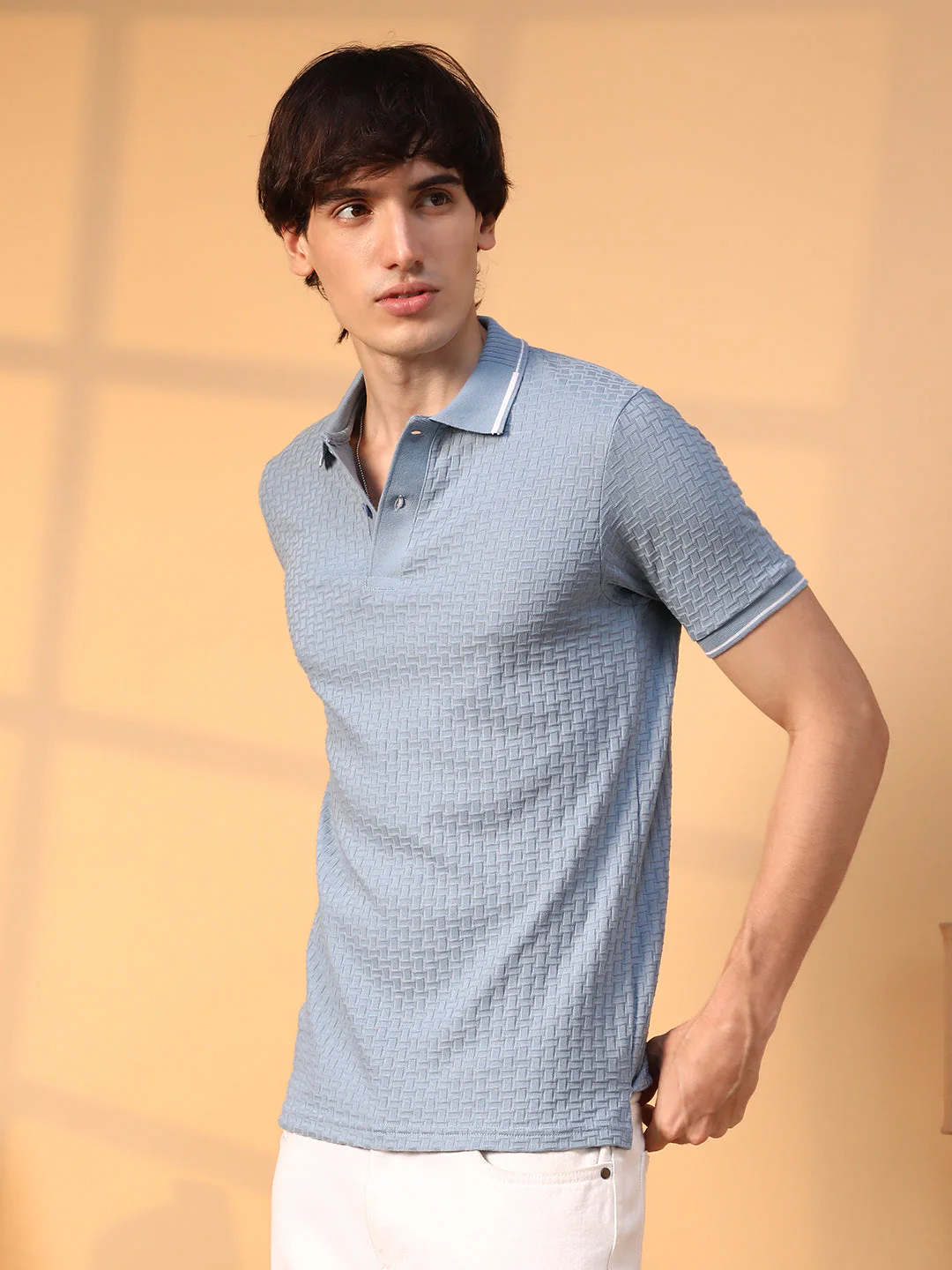 Interweave-Textured Polo T-Shirt - Image 4