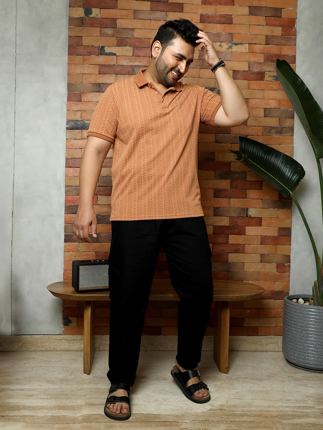 Geometric-Folk Knitted Polo T-Shirt - Image 5