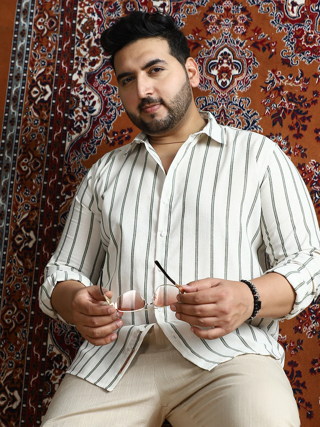 Lined Halo-Striped Shirt