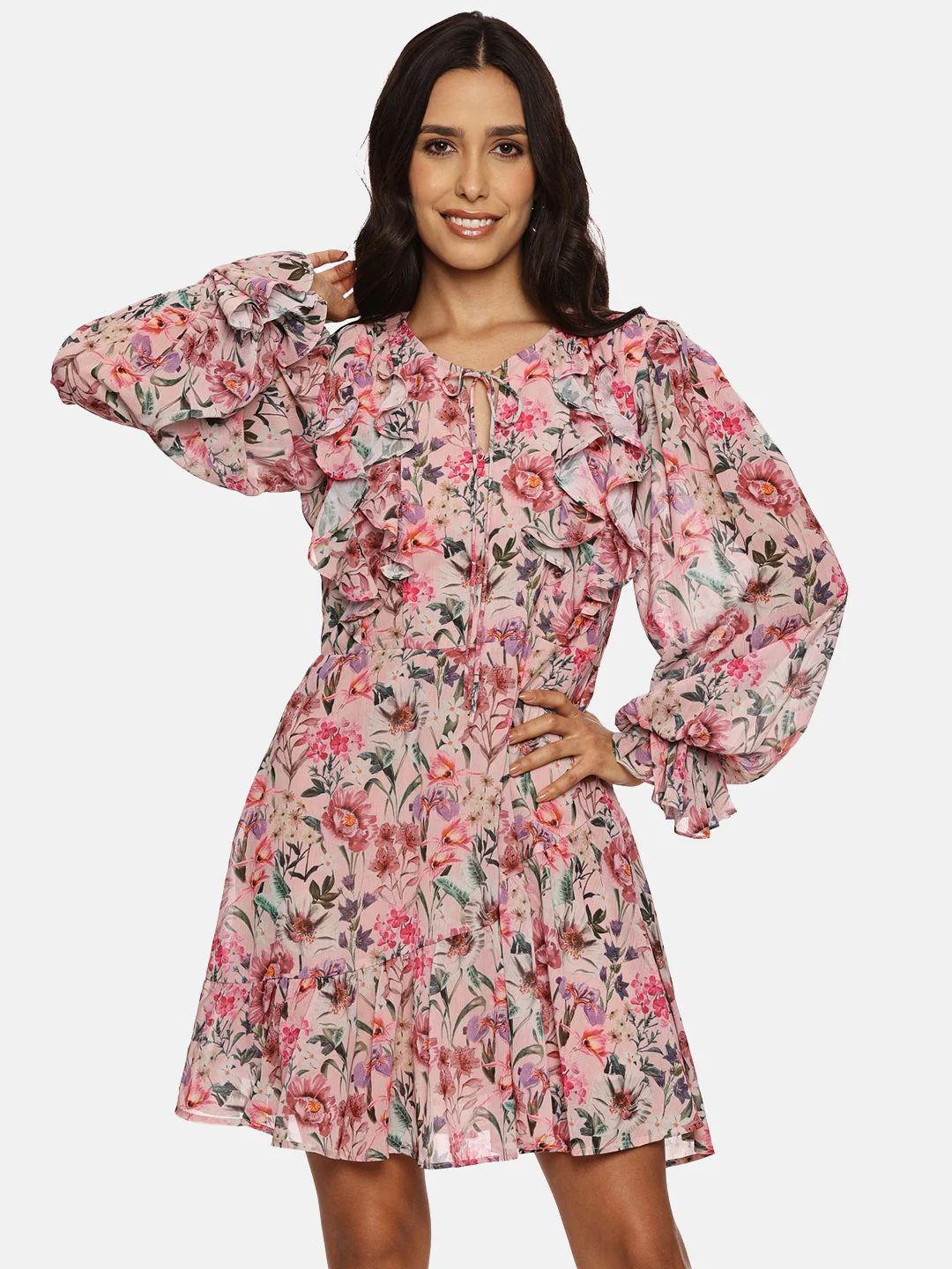 IS.U Multicolor Ruffled Swing Dress