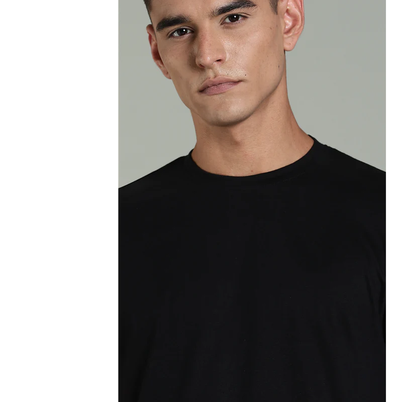 Funny Tales Solid Black T-shirt for Men - Image 5