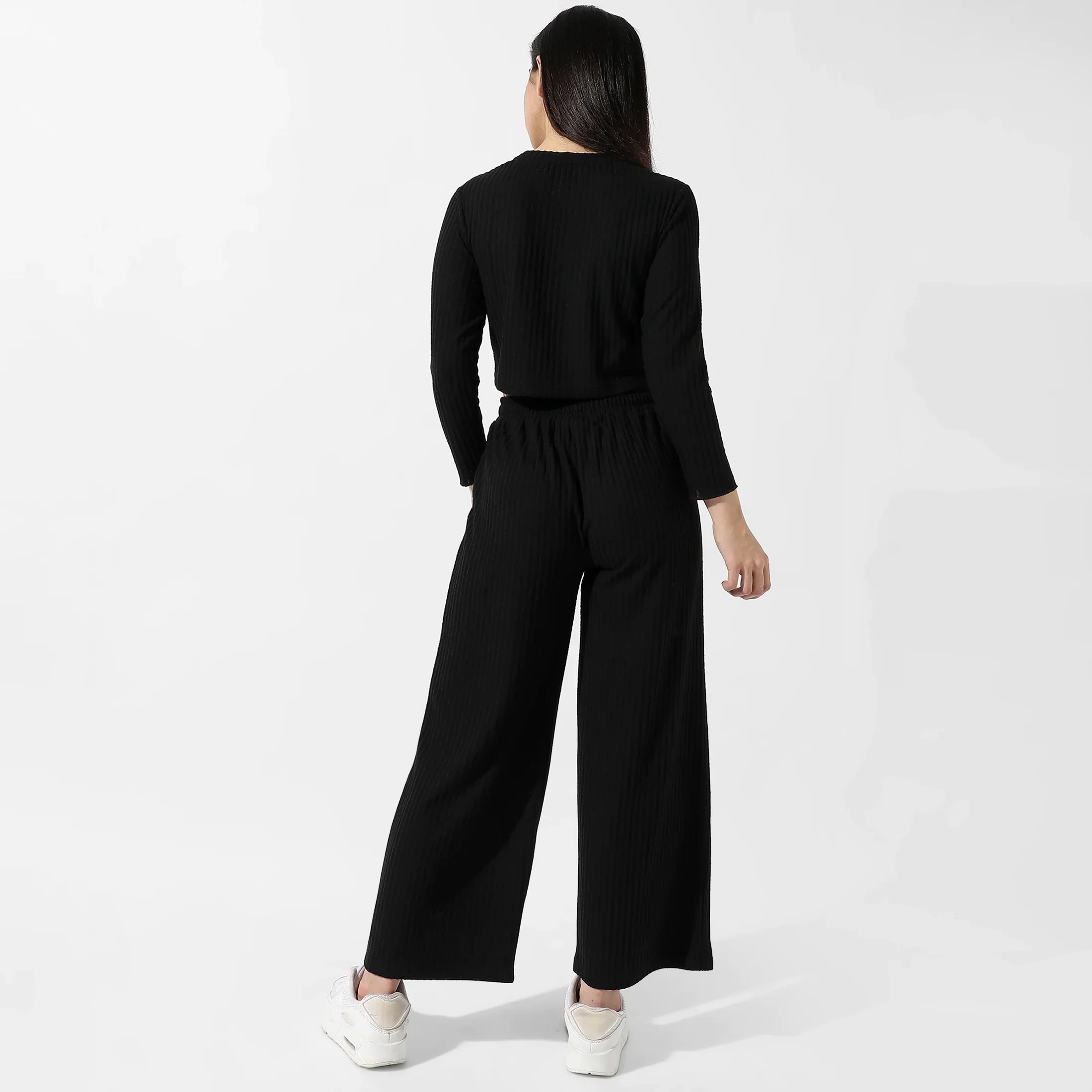 Solid Black Ribbed Co-Ord Set - Image 7