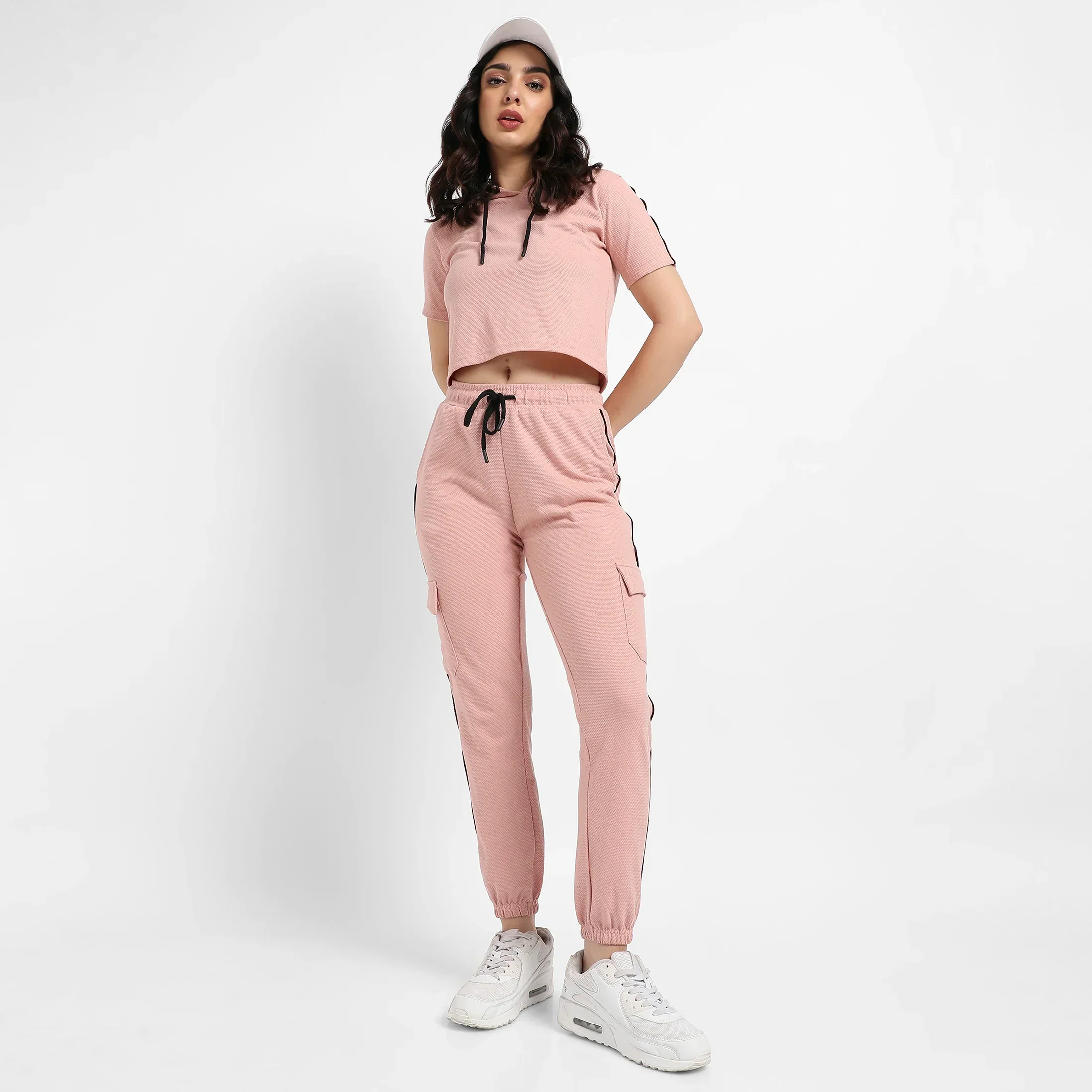 Peach Hooded Co-Ord Set With Contrast Piping - Image 6