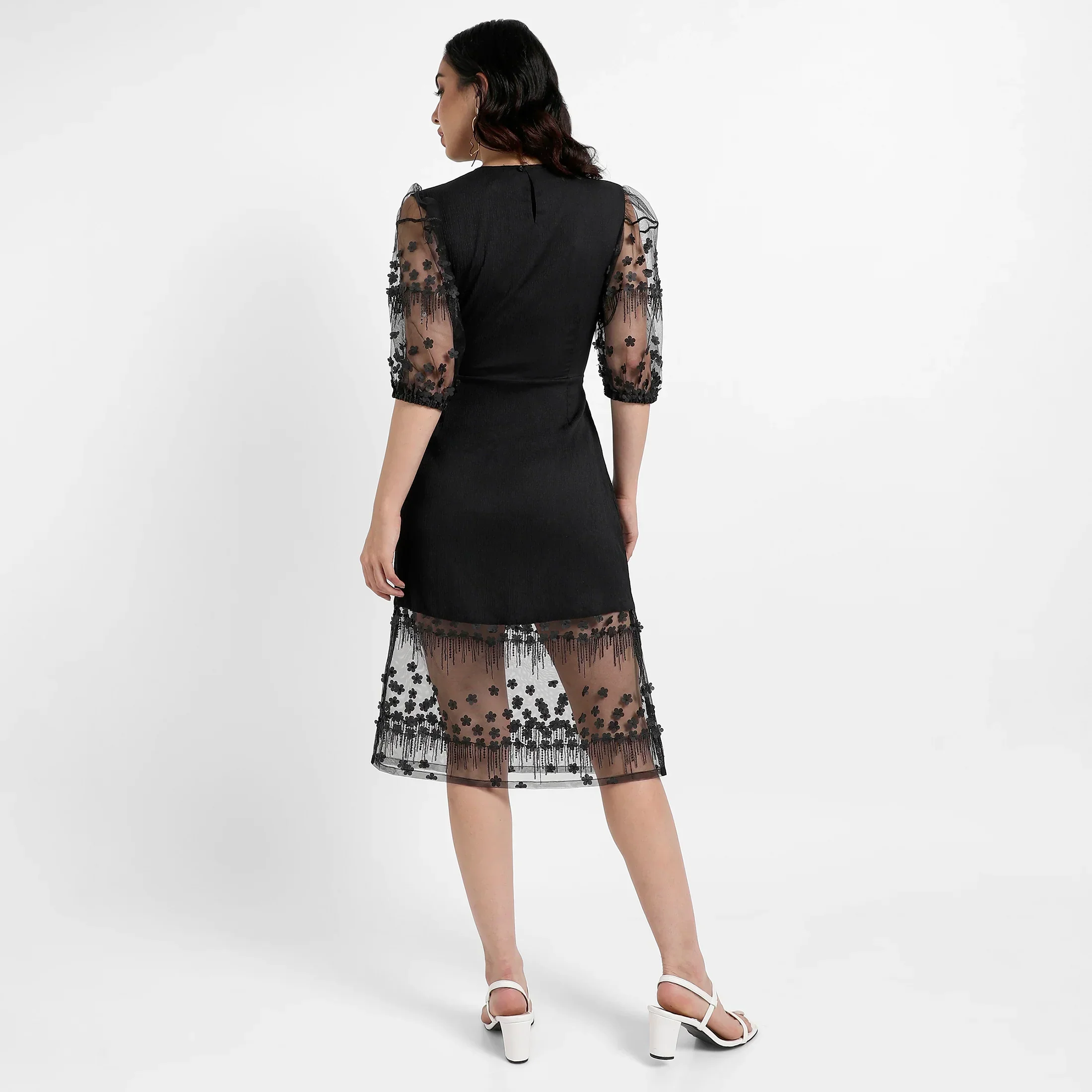 Black Self-design Dress With Cutout Detail - Image 4