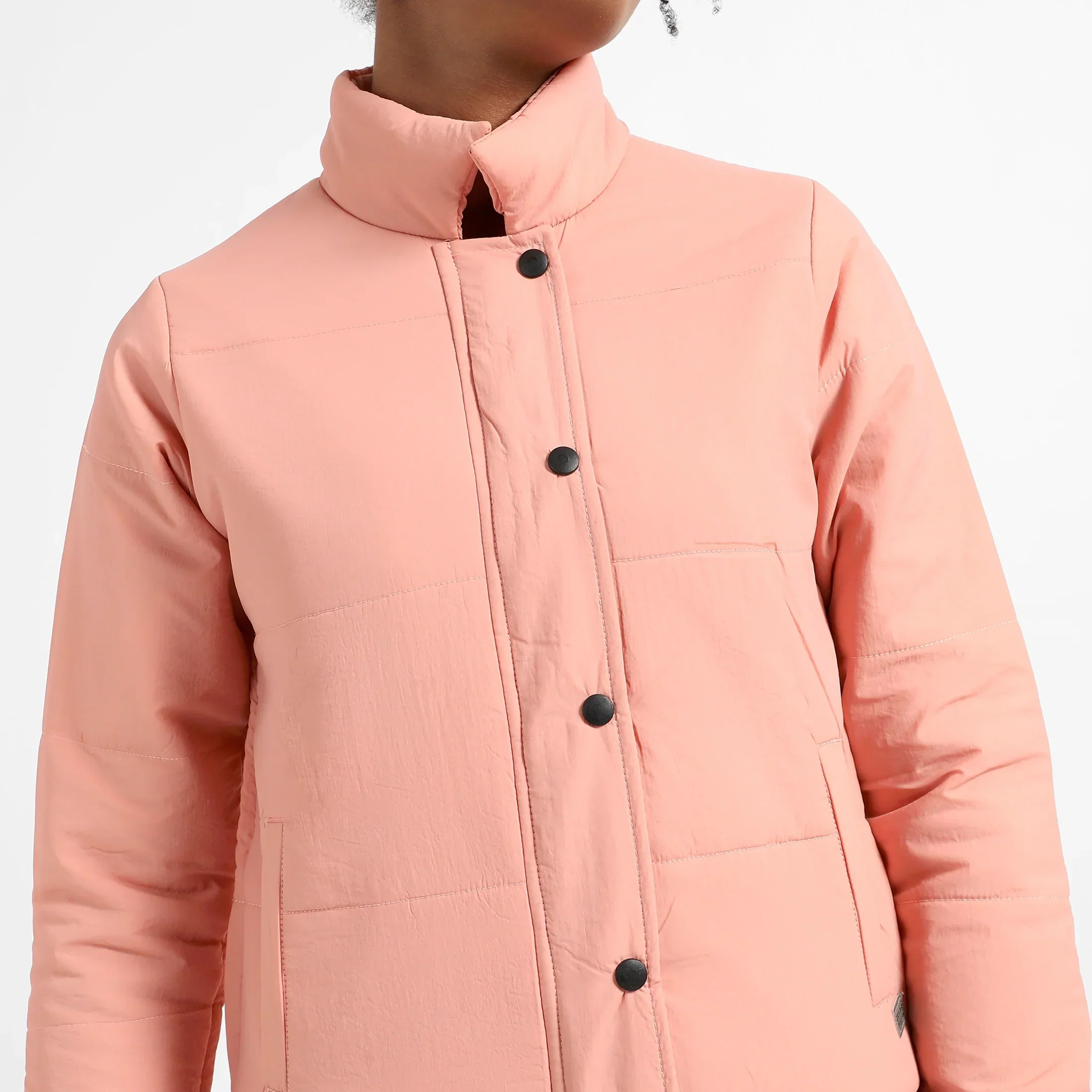 Pink Puffer Jacket With Ribbed Hem - Image 7