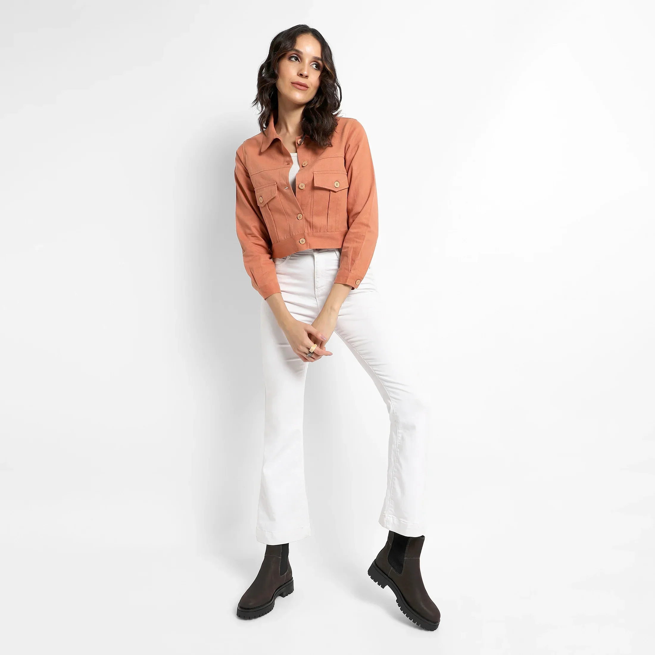 Orange Buttopn-Front Jacket With Flap Pockets - Image 5