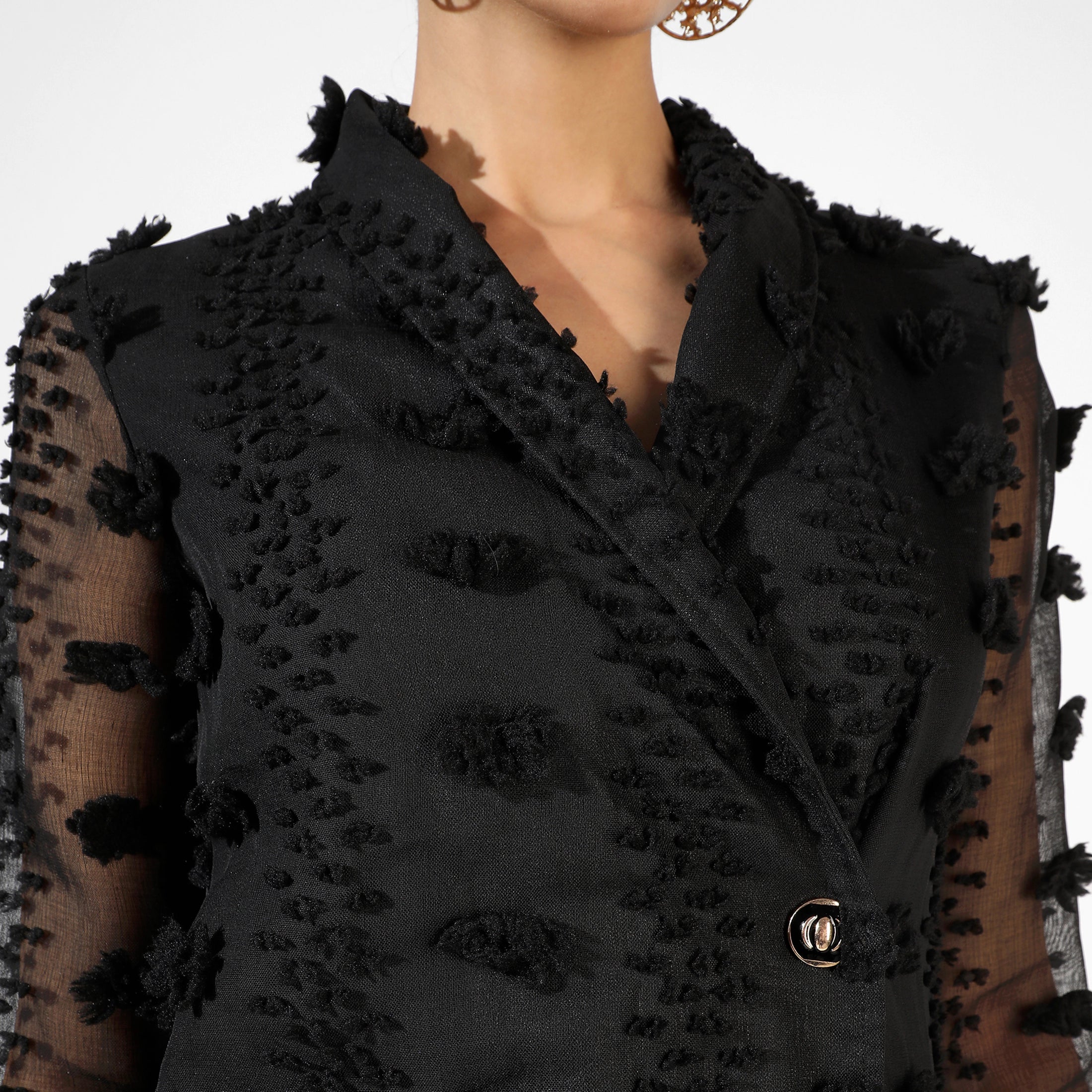 Black Single-Breasted Blazer Dress - Image 3