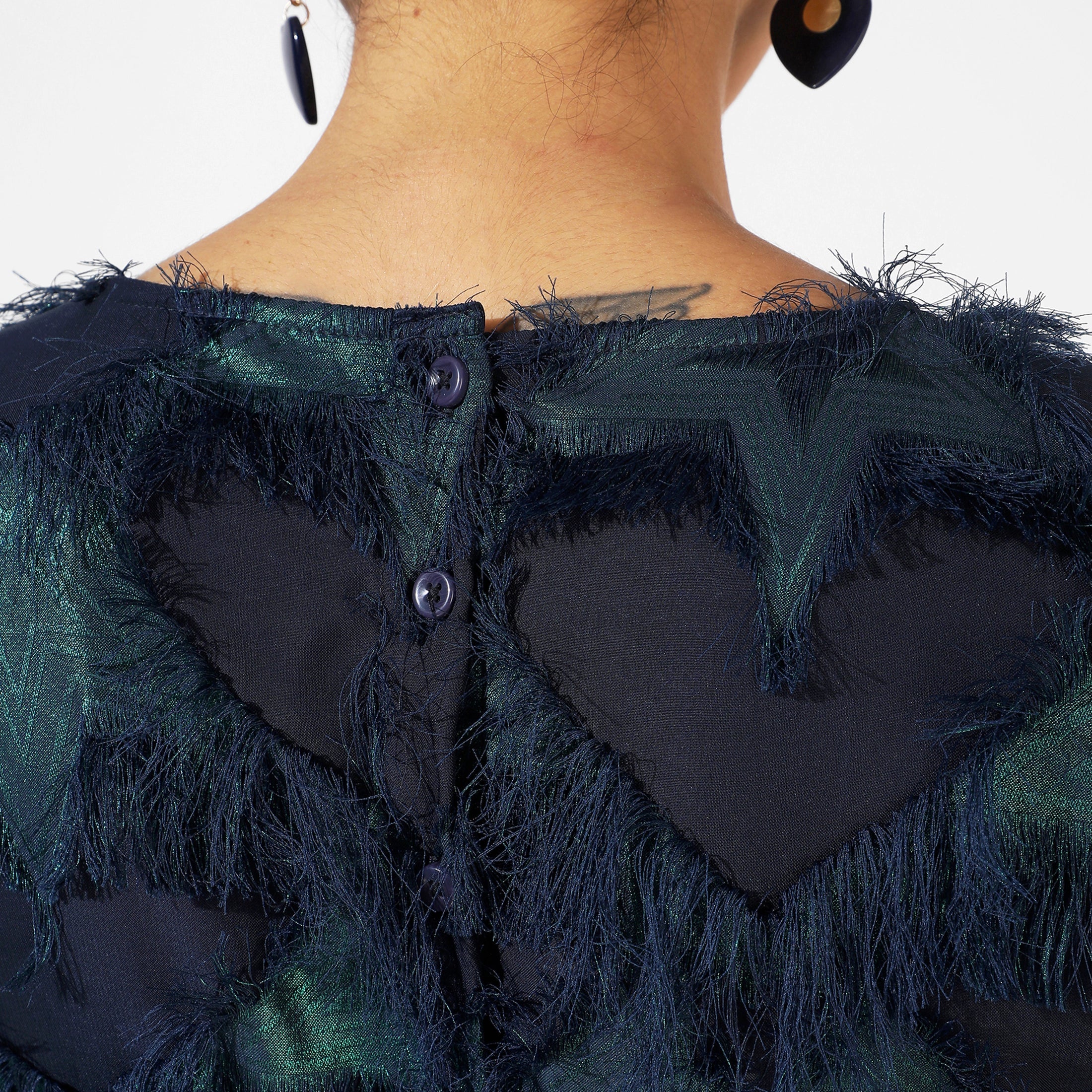 Green & Blue Cutout Fringe Dress - Image 8