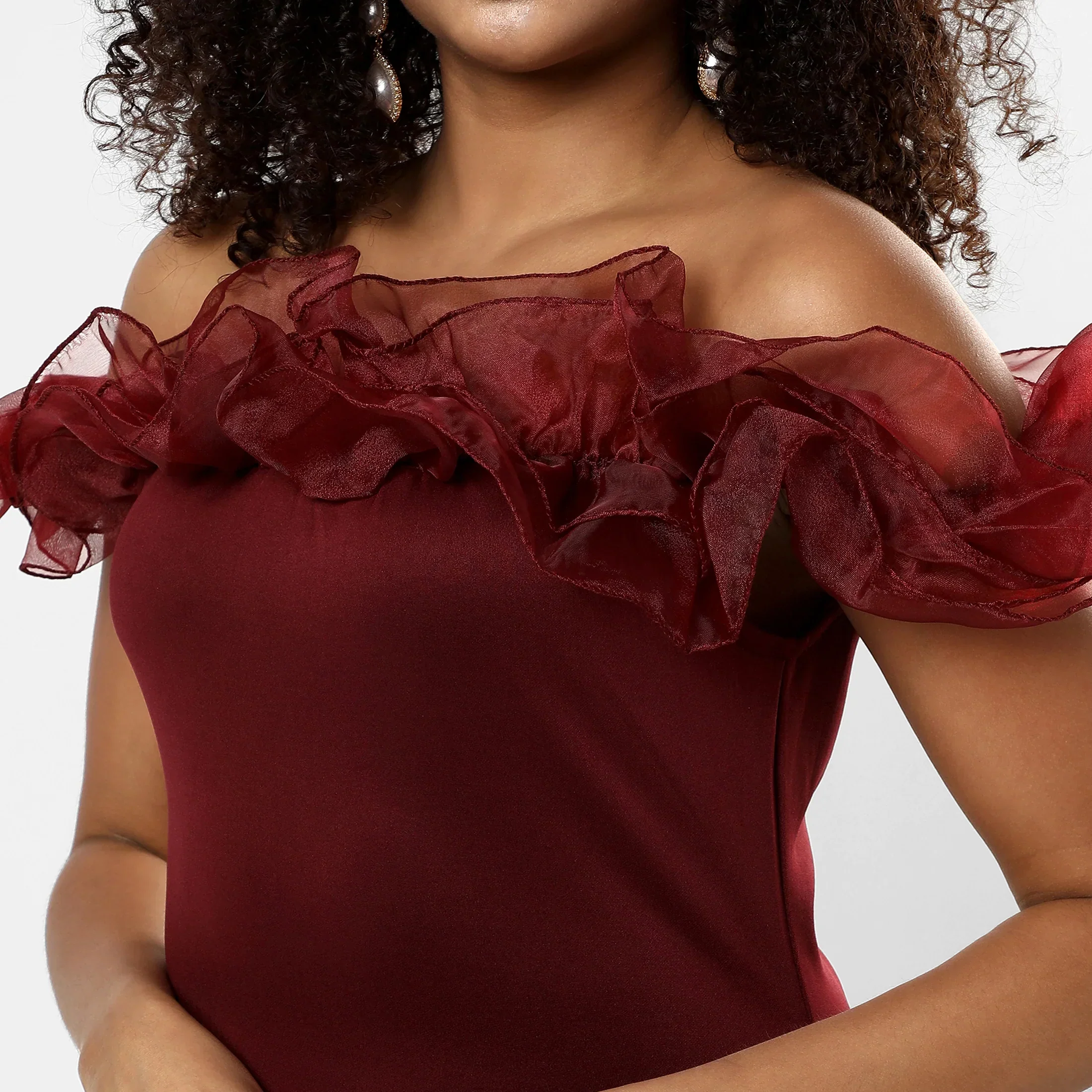 Solid Maroon Dress - Image 2