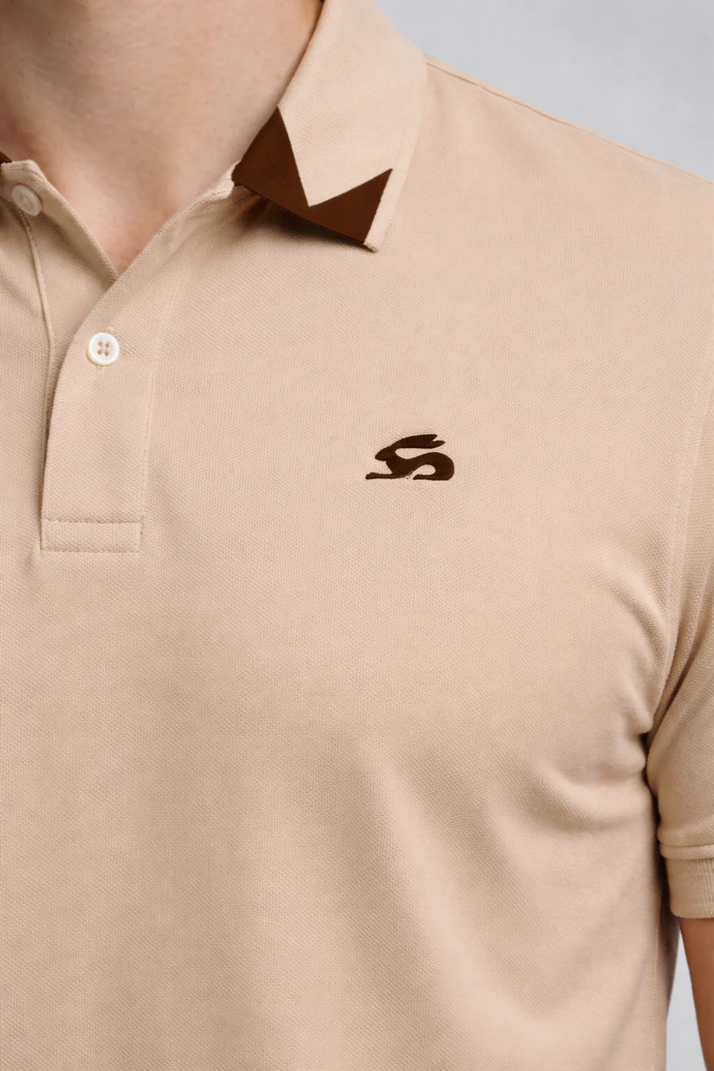 Adro Beige Polo Tshirt for Men - Image 4