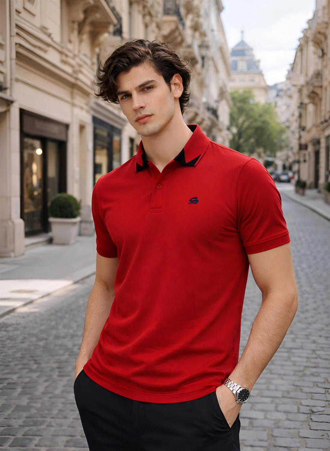Adro Red Polo Tshirt for Men - Image 4