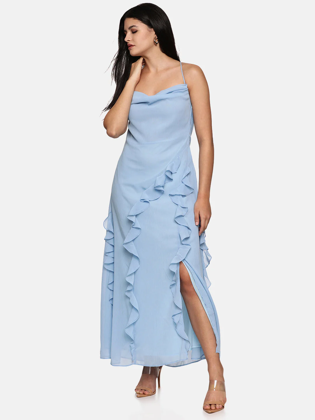 IS.U Powder Blue Cowl Neck Maxi Dress - Image 4