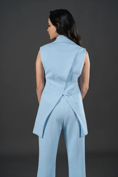 Powder Blue Waistcoat - Image 4