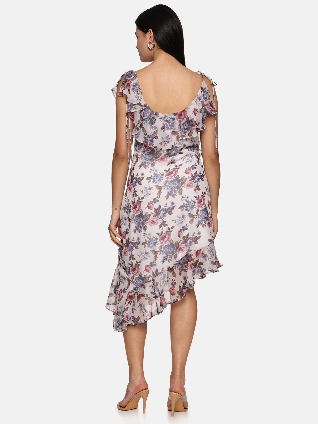 IS.U Printed Ruffled Strap Midi Dress - Image 4