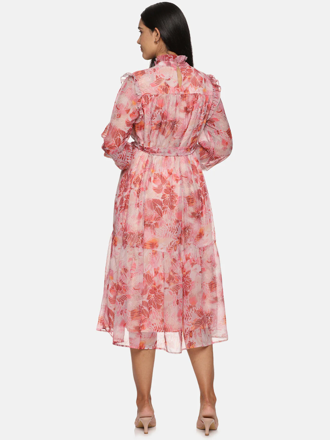 IS.U Red Floral Tiered Midaxi Dress - Image 4