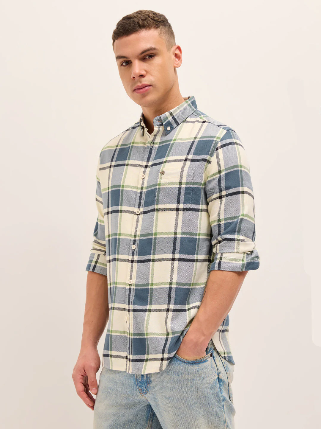 Multicolor Woven Checks Slim Fit Casual Shirt - Image 3