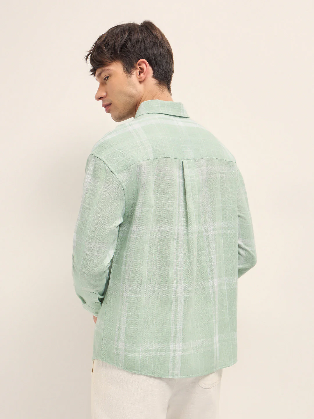 Green Woven Checks Relaxed Fit Casual Shirt - Image 2