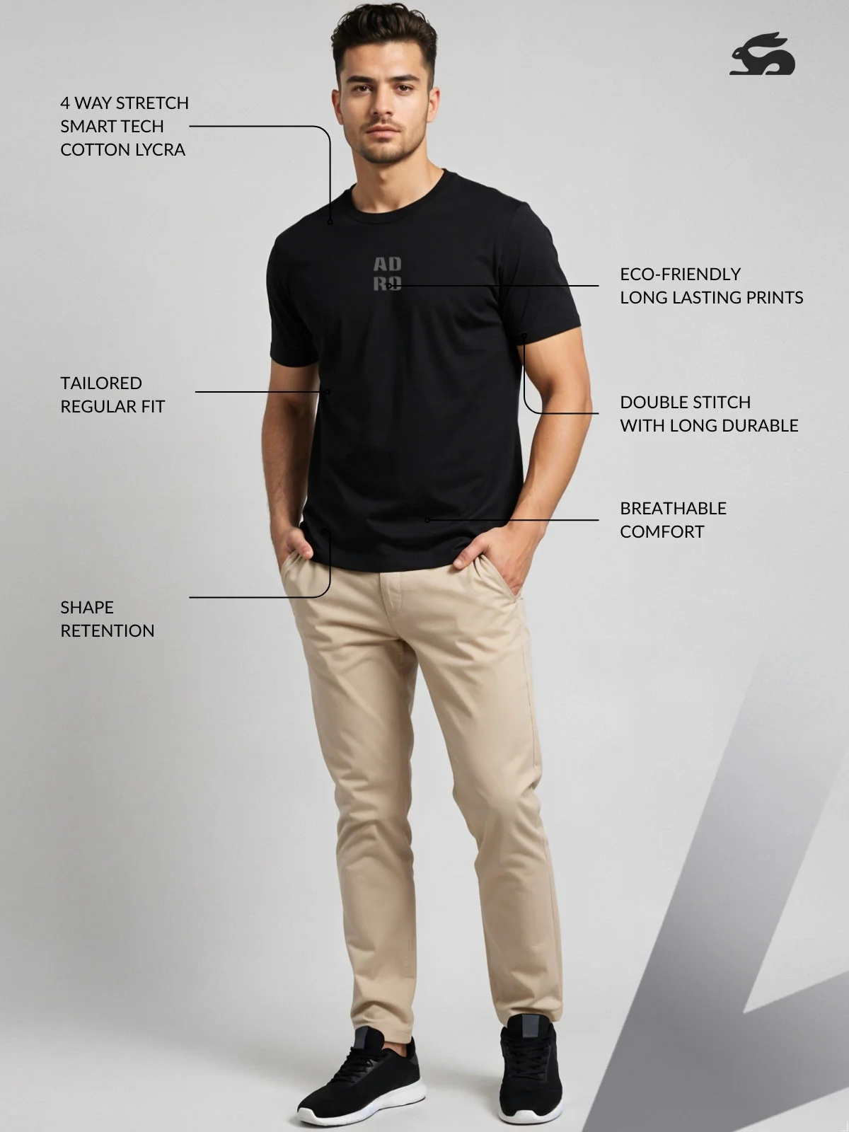 Cotton Lycra Half Sleeve Round Neck Logo Tee - Image 19