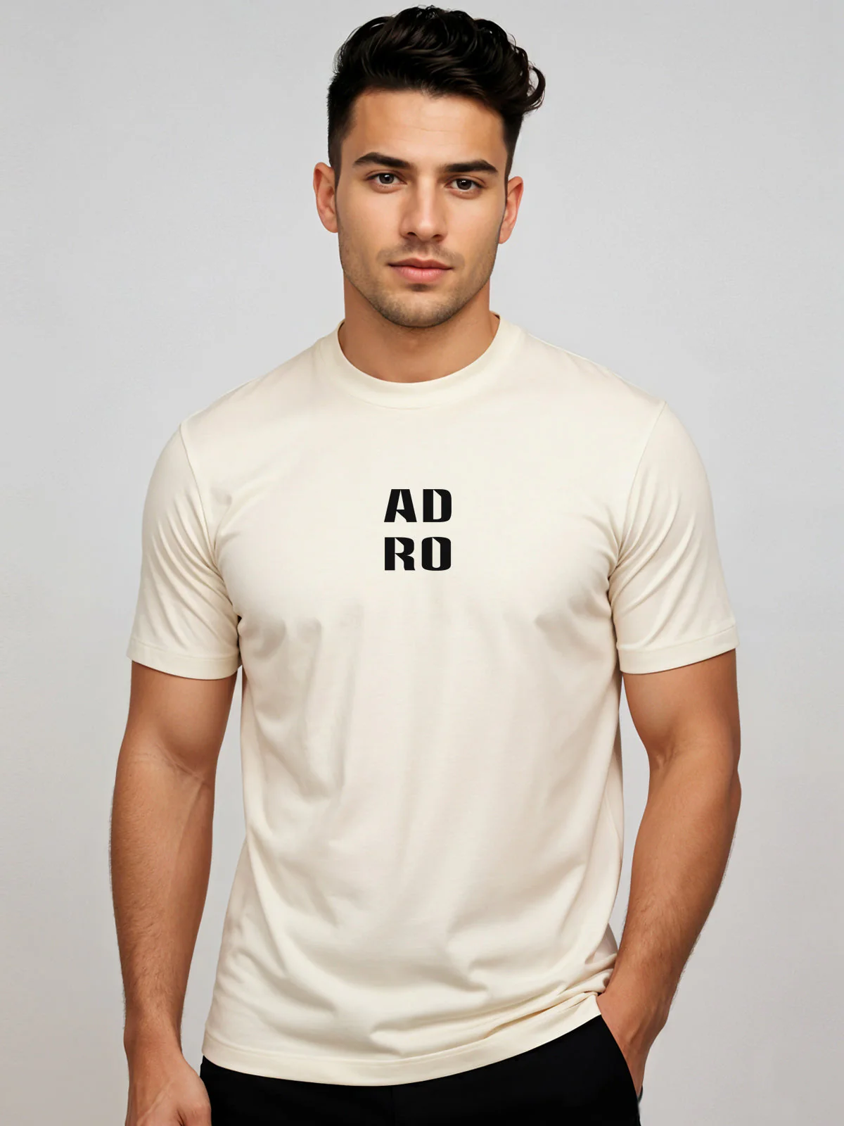 Adro Men’s ReCotton Lycra Half Sleeve Round Neck Logo Tee - Image 62