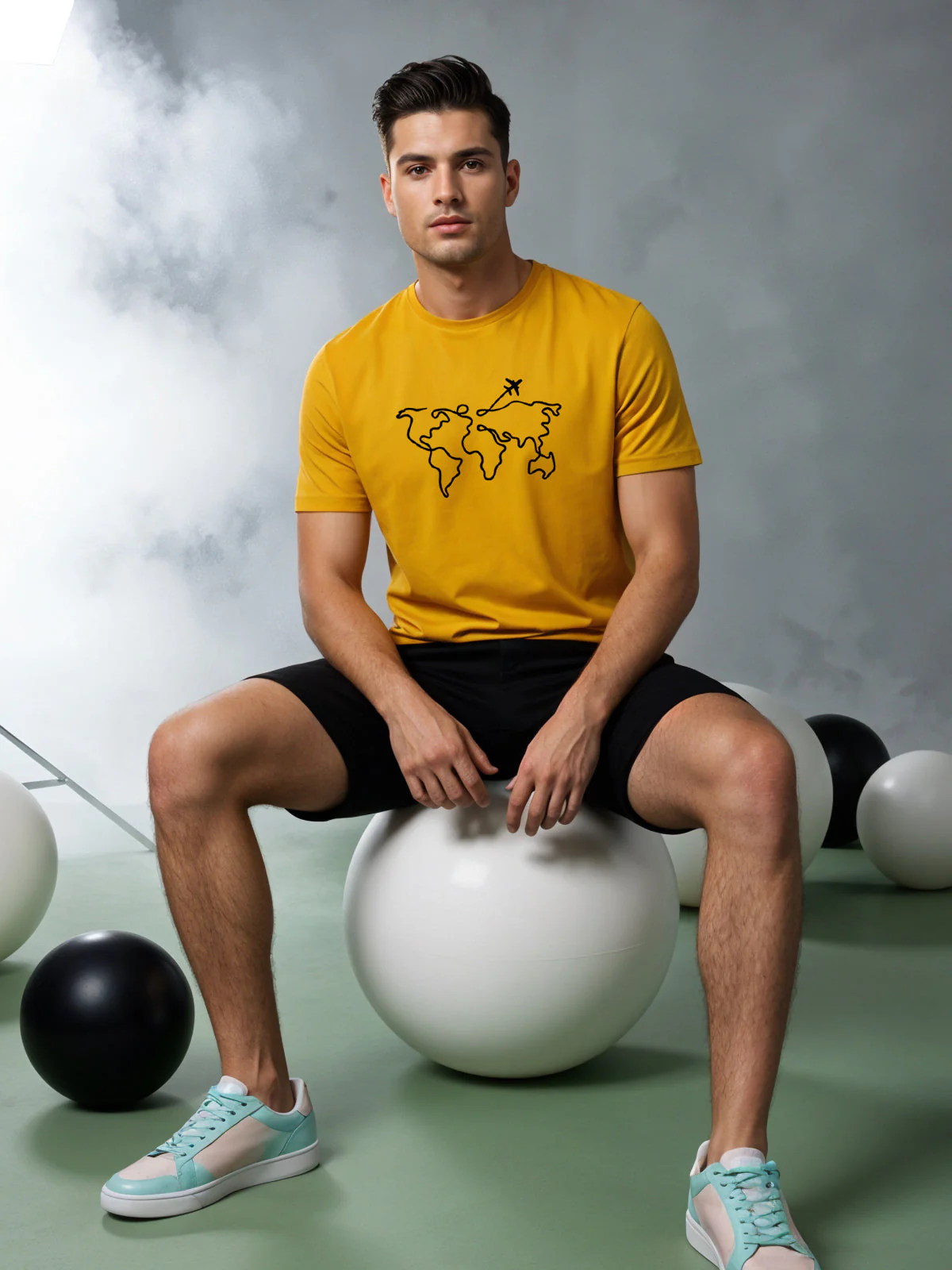 Men’s Regular Fit Wanderlust World Map T-Shirt - Image 24