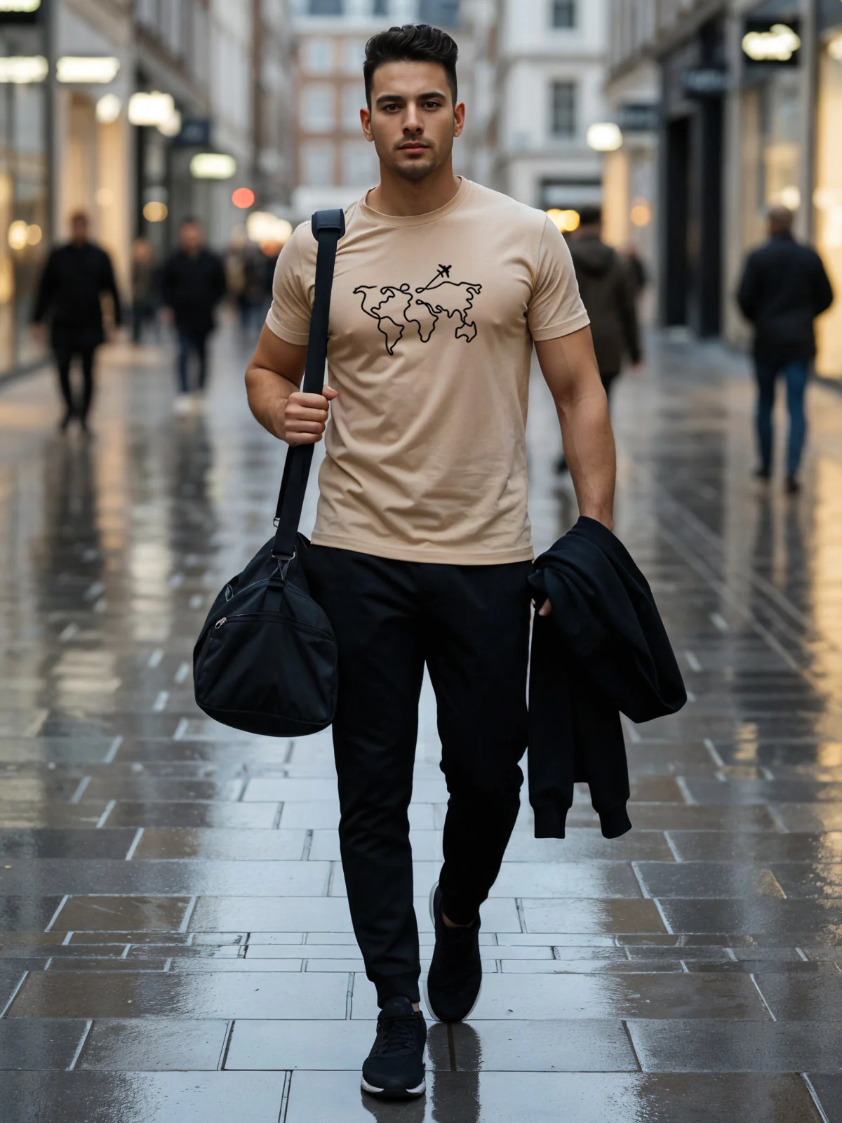 Men’s Regular Fit Wanderlust World Map T-Shirt - Image 32