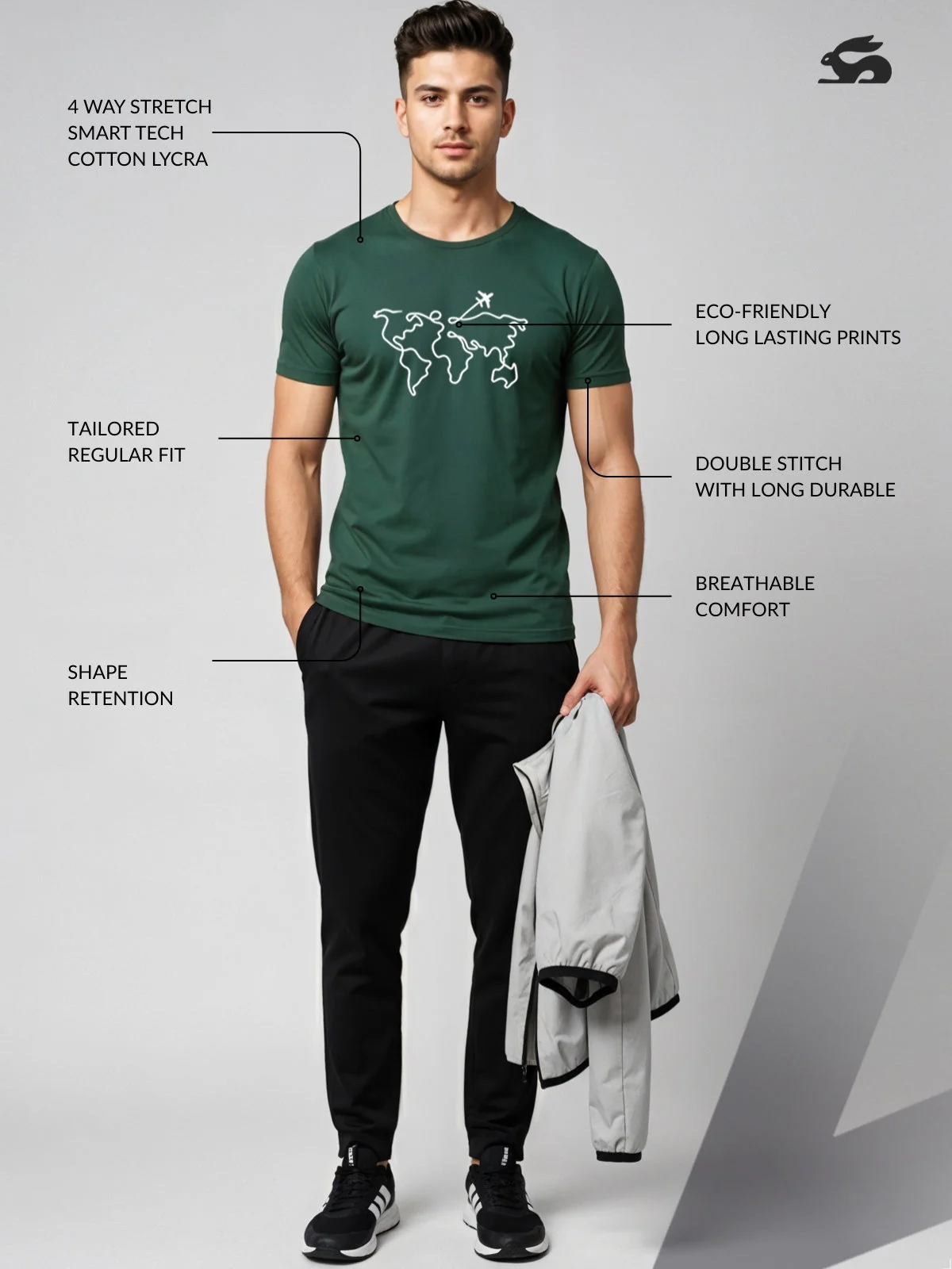 Men’s Regular Fit Wanderlust World Map T-Shirt - Image 50
