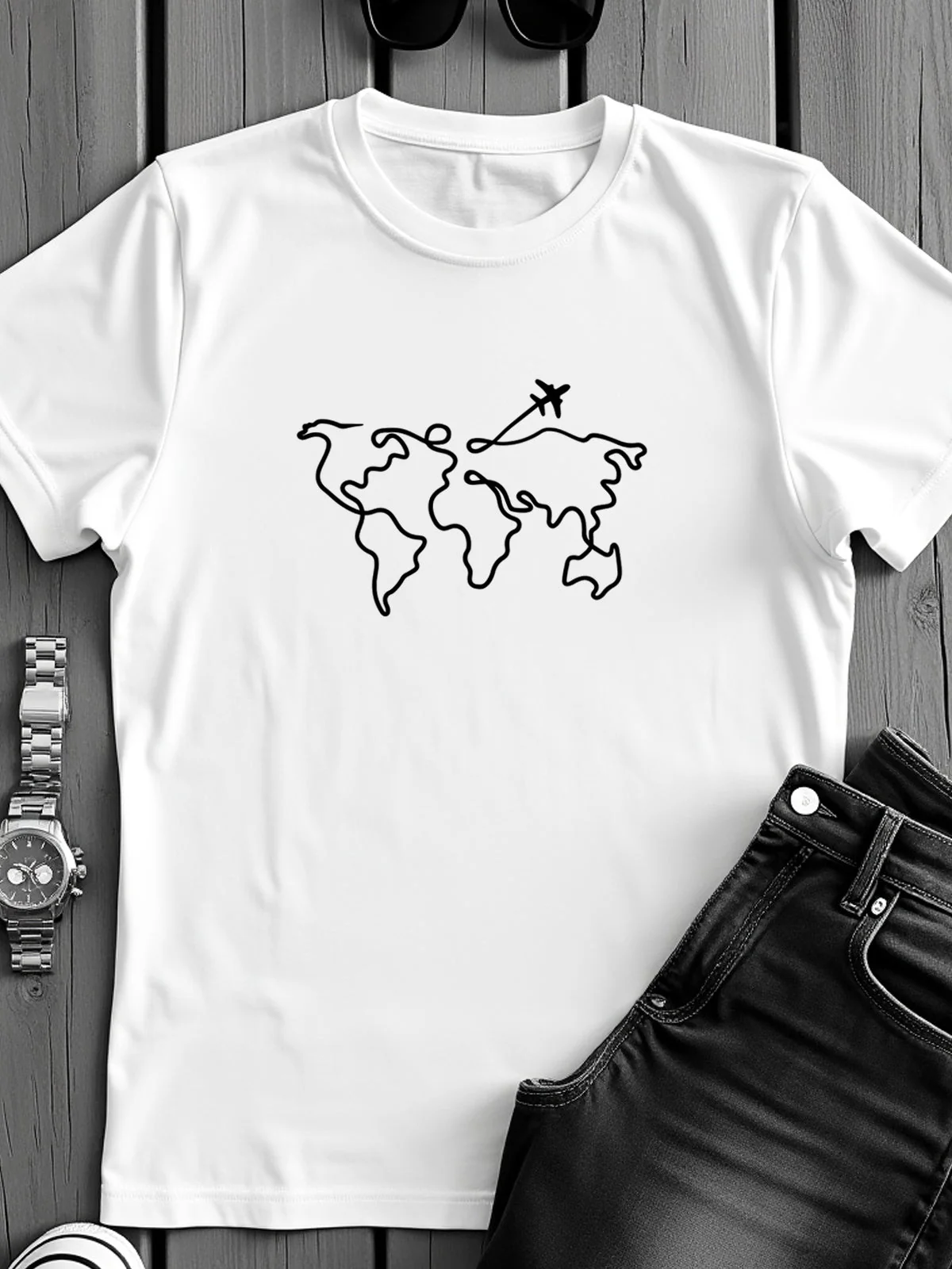 Men’s Regular Fit Wanderlust World Map T-Shirt - Image 6
