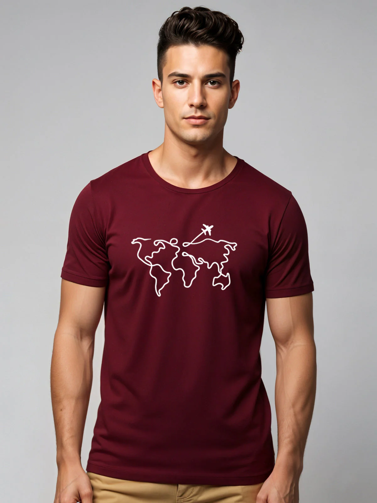 Men’s Regular Fit Wanderlust World Map T-Shirt - Image 63
